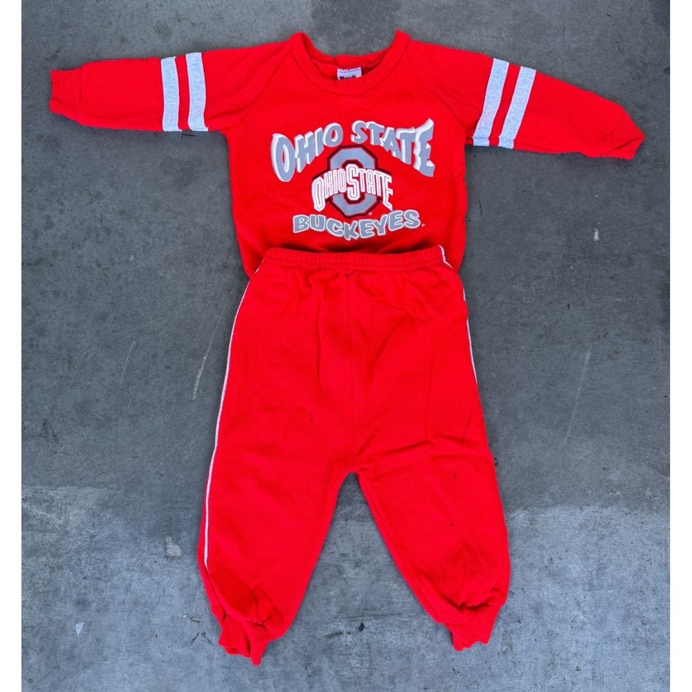 Vintage OHIO STATE BUCKEYES Sweater & Pants Set Park Bench Kids Toddler Sz 24M